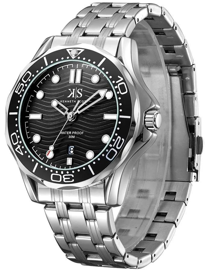 Kenneth Scott Men's Black Dial Analog Watch - K22009-SBSB