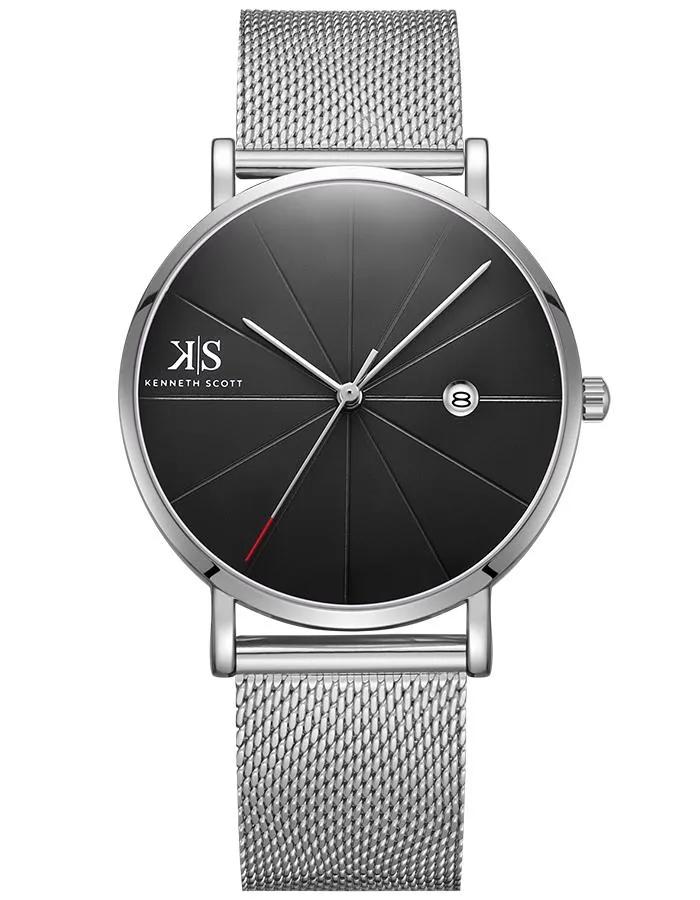 Kenneth Scott Men's Black Dial Analog Watch - K22013-SMSB