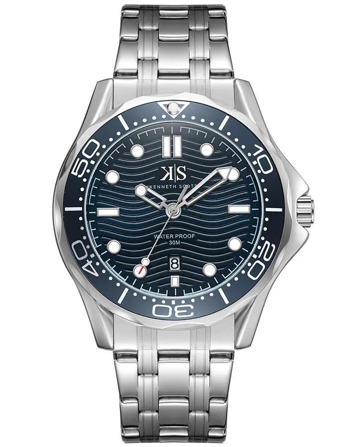 Kenneth Scott Men's Blue Dial Analog Watch - K22009-SBSN