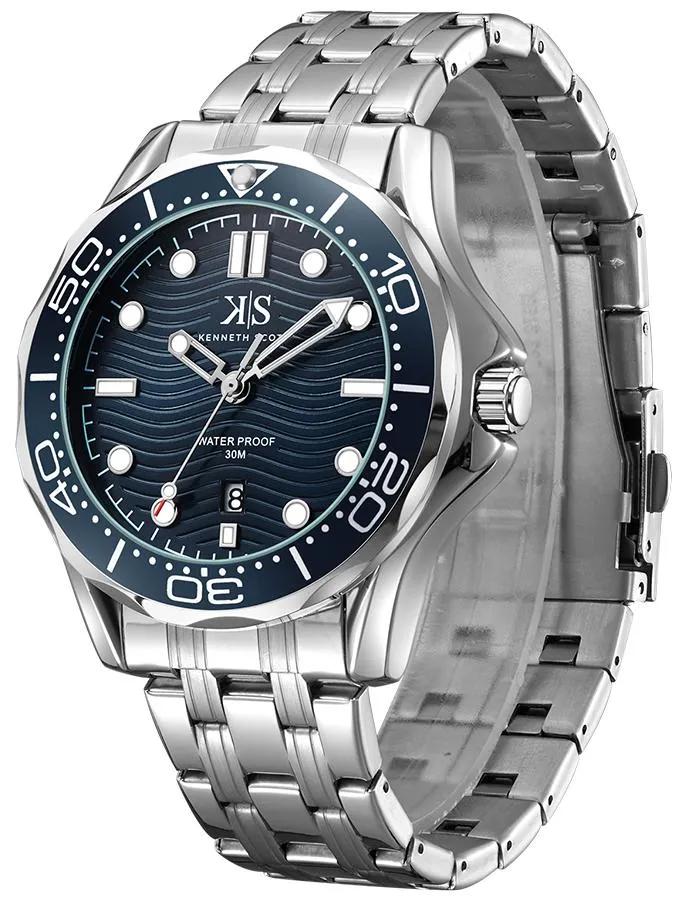 Kenneth Scott Men's Blue Dial Analog Watch - K22009-SBSN