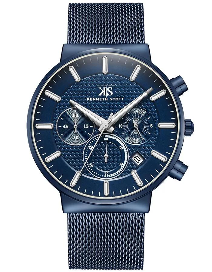 Kenneth Scott Men's Blue Dial Multi Function Watch - K22133-NMNN