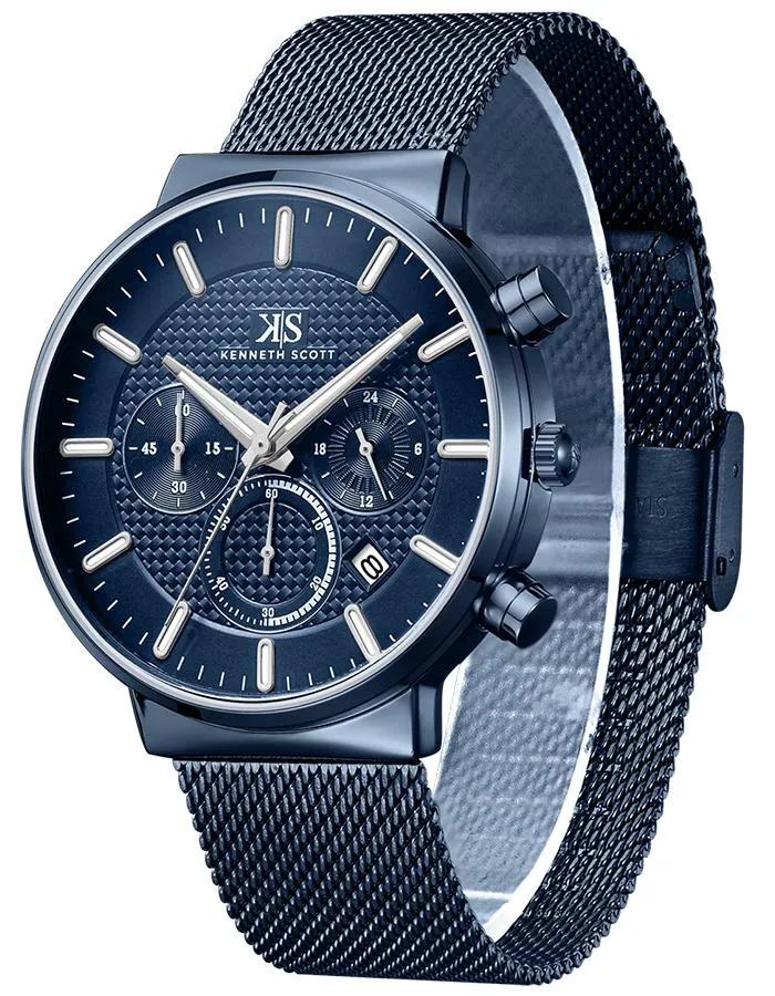 Kenneth Scott Men's Blue Dial Multi Function Watch - K22133-NMNN