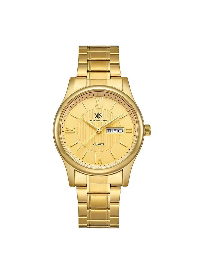 Kenneth Scott Men's Champagne Dial Analog Watch - K23029-GBGC