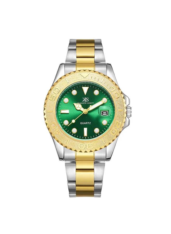 Kenneth Scott Men's Green Dial Analog Watch - K23022-TBTH