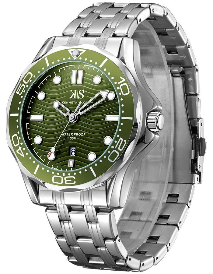 Kenneth Scott Men's Military Green Dial Analog Watch - K22009-SBSH
