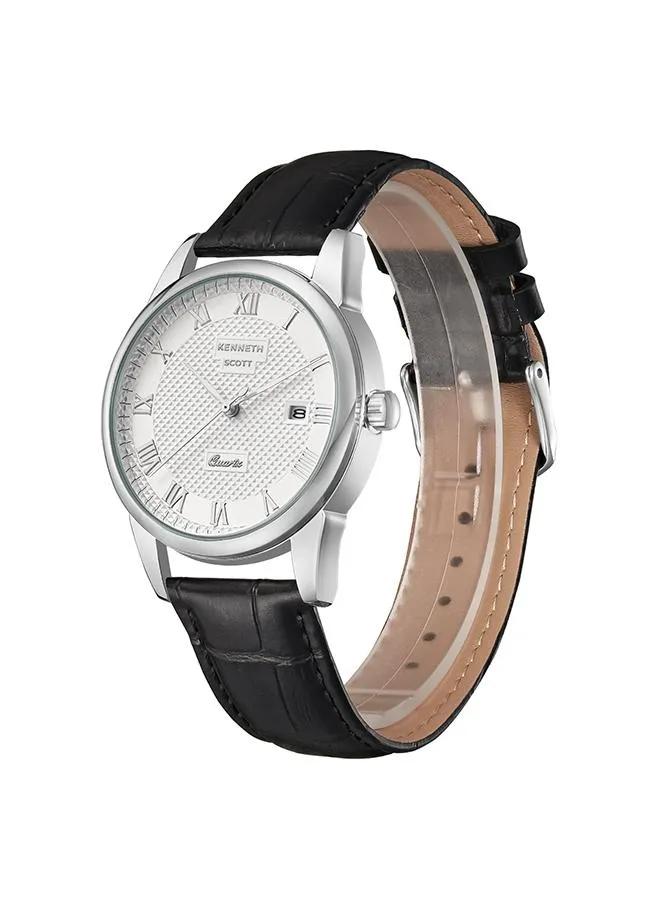 Kenneth Scott Men's White Dial Analog Watch - K23030-SLBW