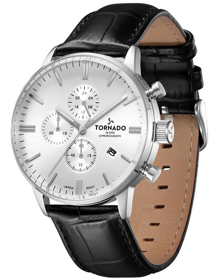 Tornado Men's Chronograph White Dial Watch - T6102-SLBW